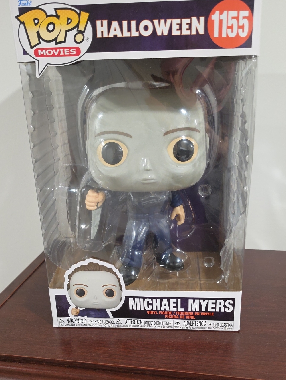 Funko Michael Myers Pop!10 Inch  Figure - Gray Mask & Blue Outfit